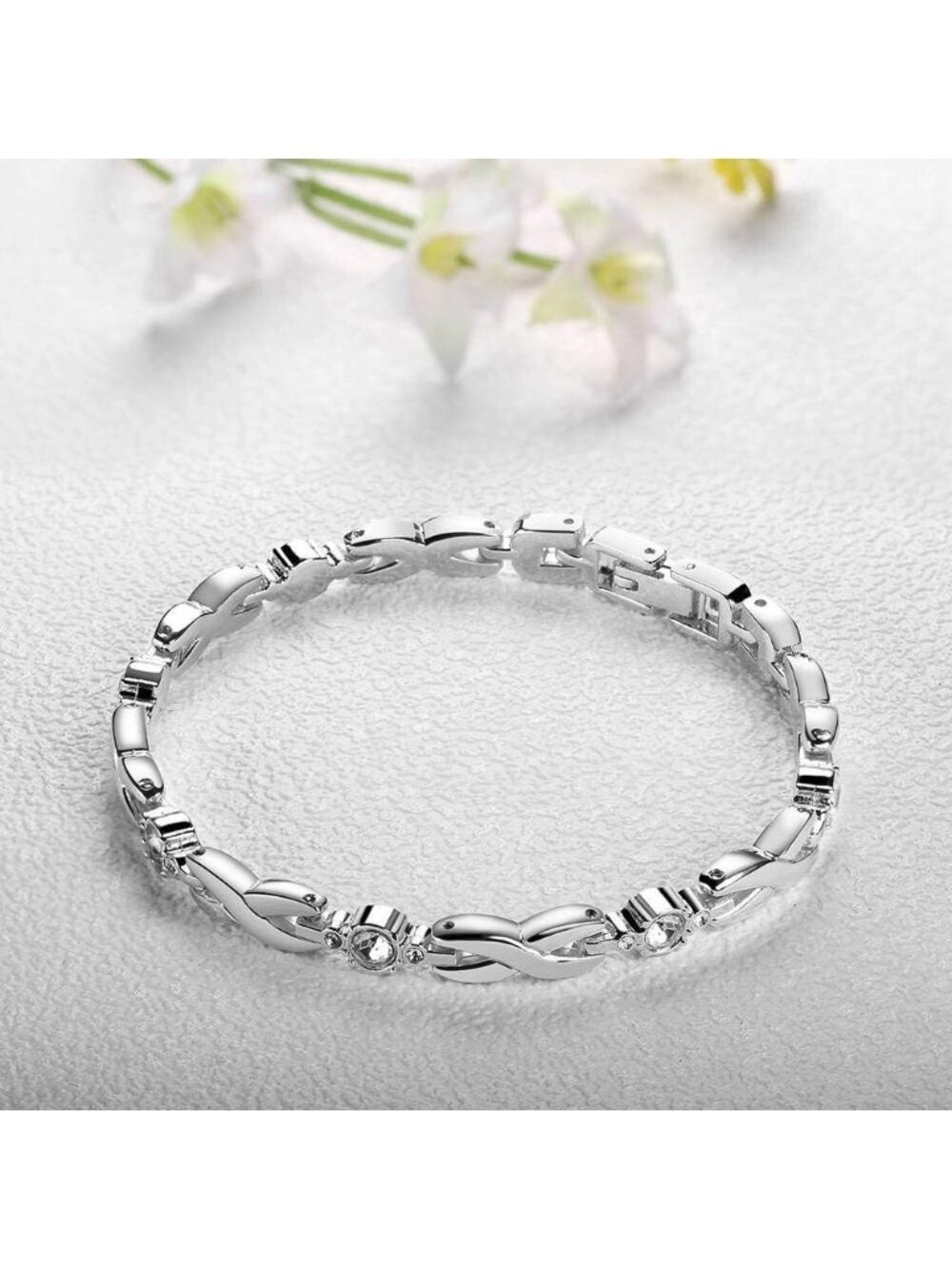 Women's Silver Stylish Four-Piece Bangle Fashionable Analog Quartz Wrist Watch - Picture 7 of 7